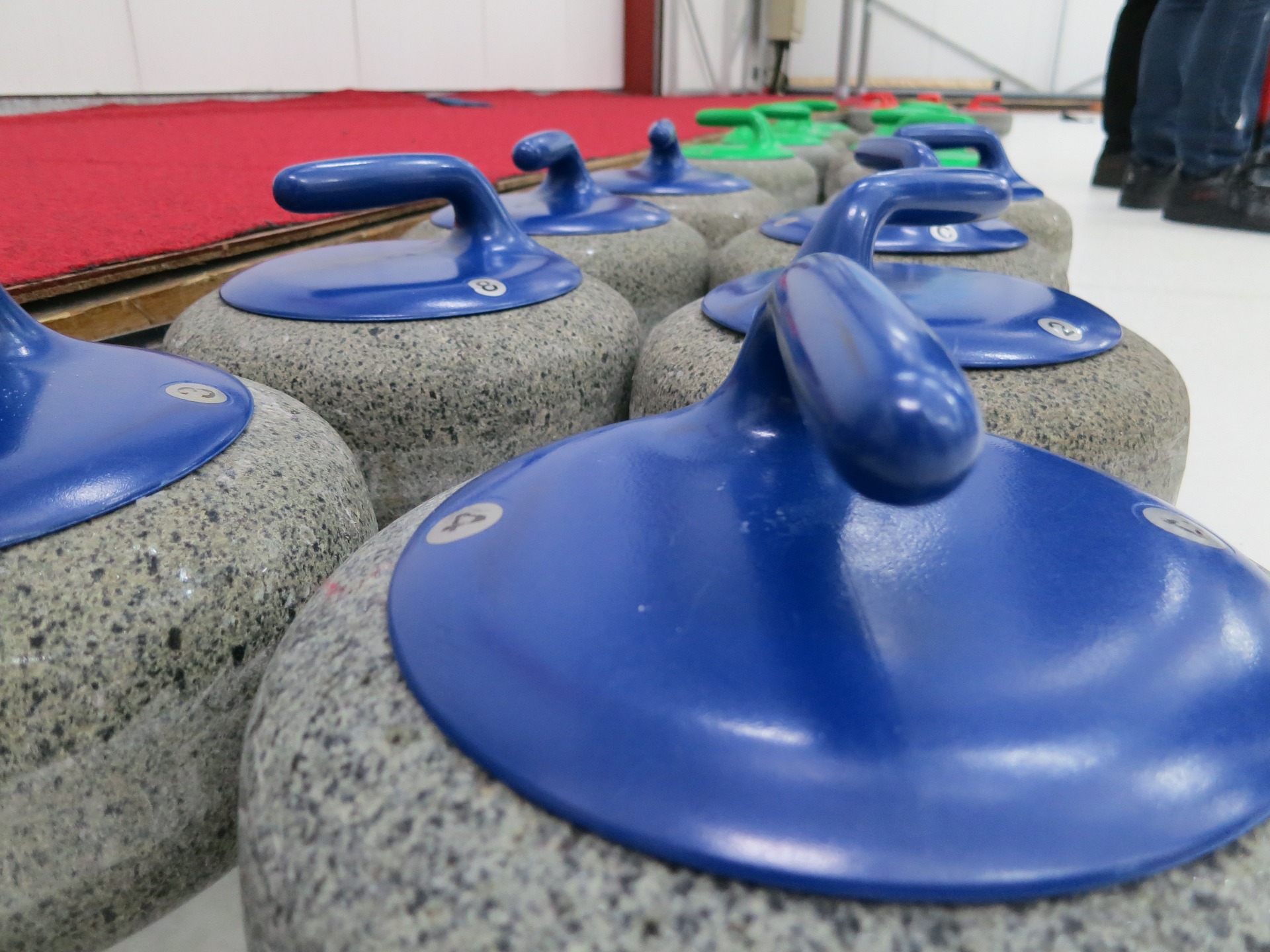 Close-up of curling stones